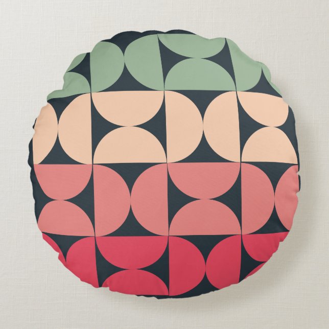 Mid-Century Modern Summer Sunset  Round Cushion (Front)