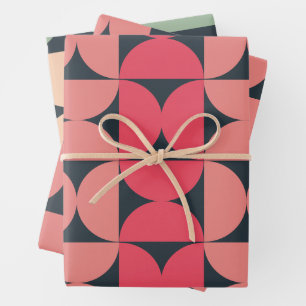 Mid-Century Modern Summer Sunset Wrapping Paper Sheet