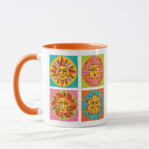 Mid Century Modern Sun Faces Mug
