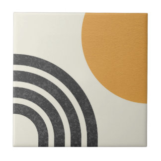 Mid century modern Sun & Rainbow Ceramic Tile