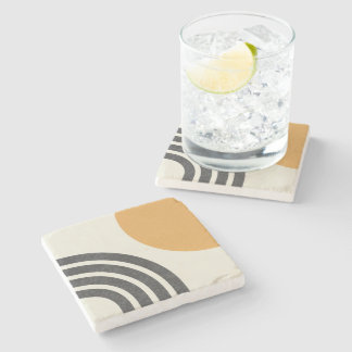 Mid century modern Sun & Rainbow Stone Coaster