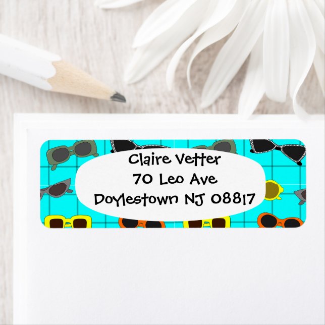 Mid-Century Modern Sunglasses  Return Address Label (Insitu)