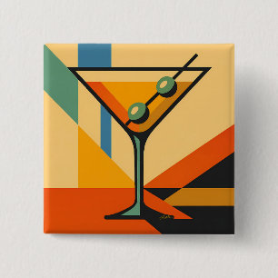 Mid Century Modern Sunrise Bauhaus Martini 15 Cm Square Badge