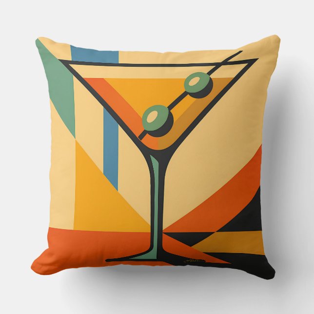 Mid Century Modern Sunrise Bauhaus Martini Cushion (Front)