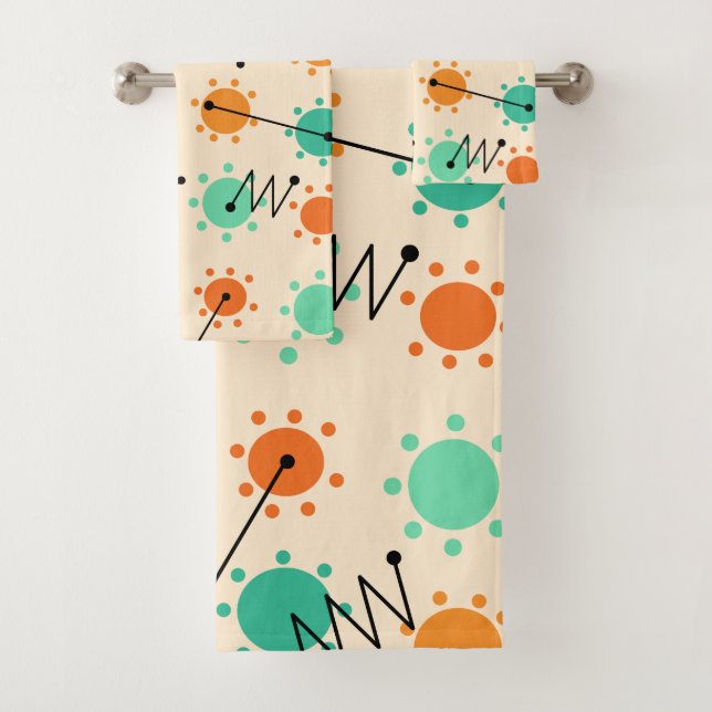 Mid Century Modern Sunshine Bath Towel Set (Insitu)