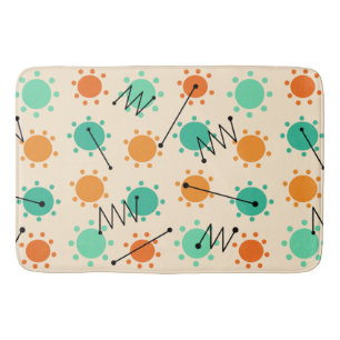 Mid Century Modern Sunshine Orange Turquoise Bath Mat