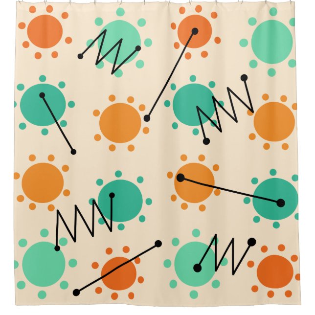 Mid Century Modern Sunshine Shower Curtain (Front)