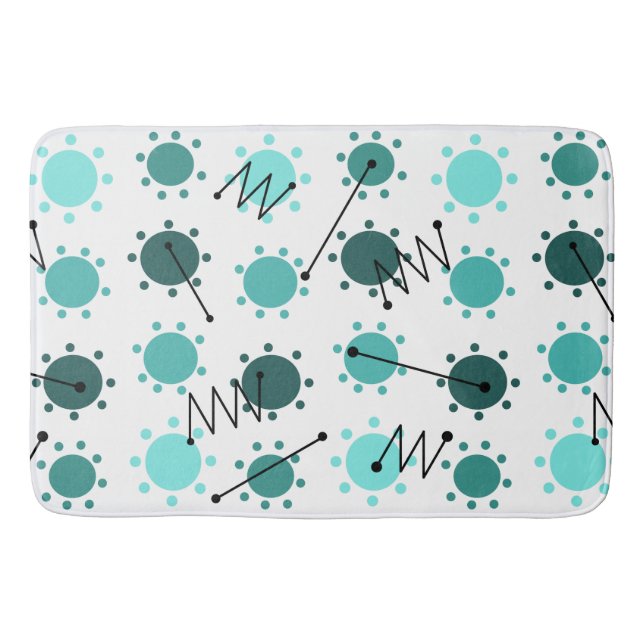 Mid Century Modern Sunshine Turquoise Bath Mat (Front)
