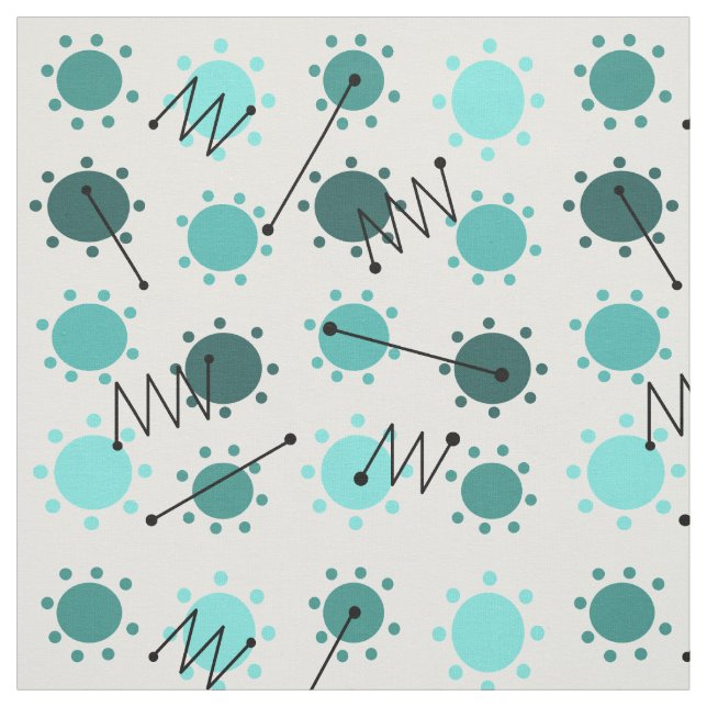 Mid Century Modern Sunshine Turquoise Fabric (Swatch)