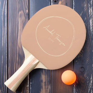 Mid-Century Modern Sweet Peach with Name Ping Pong Paddle