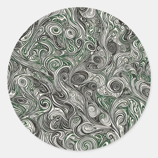 Mid Century Modern Swirls Classic Round Sticker (Front)