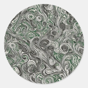 Mid Century Modern Swirls Classic Round Sticker