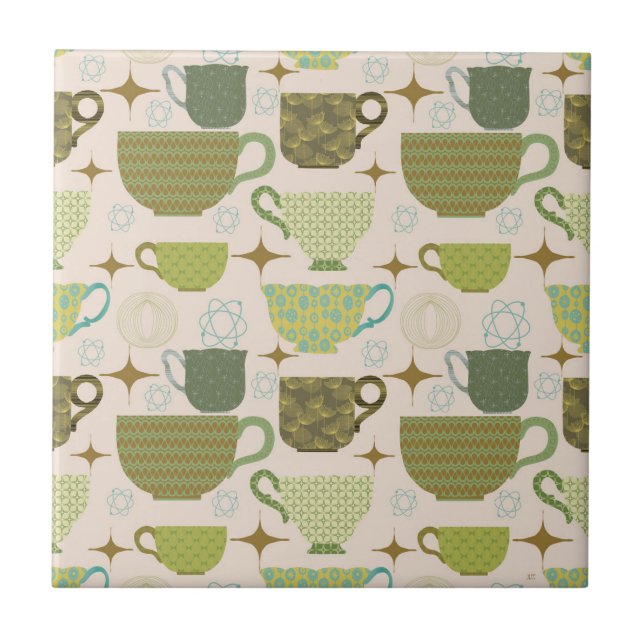 Mid Century Modern Teacup Ceramic Tile (Front)
