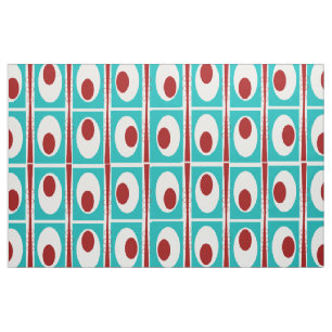 Mid-Century Modern Teal Abstract Ovals Fabric