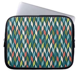 Mid-Century Modern Teal & Coral Pattern Laptop Sleeve