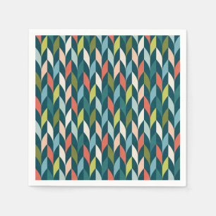 Mid-Century Modern Teal & Coral Pattern Napkin