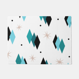 Mid Century Modern Teal Diamonds Doormat