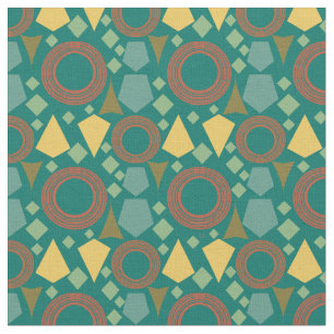 Mid Century Modern Teal Geometric  Fabric