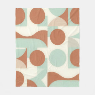 Mid Century Modern Terracotta Abstract Shapes Fleece Blanket