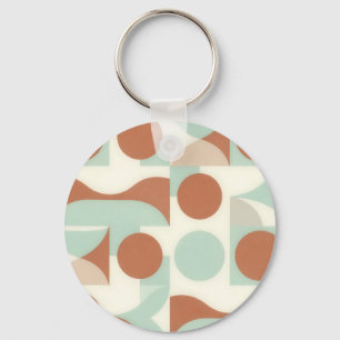 Mid Century Modern Terracotta Abstract Shapes Key Ring