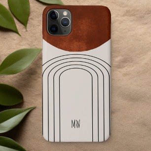 Mid Century Modern Terracotta Arch Cream Line Art iPhone 11 Pro Max Case