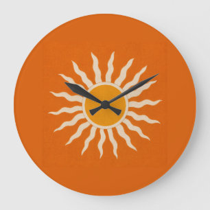 Mid-Century Modern Terracotta Sunburst Clock