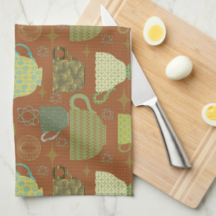 Mid Century Modern Terracotta Teacup  Tea Towel