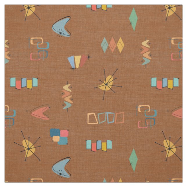 Mid Century Modern Textured Brown Fabric (Swatch)