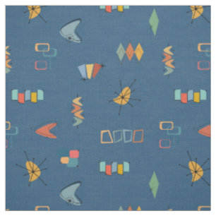 Mid Century Modern Textured Dark Azure Fabric