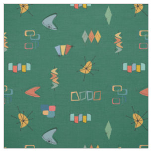 Mid Century Modern Textured Dark Green Fabric