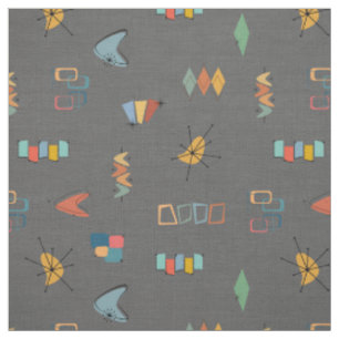 Mid Century Modern Textured Dark Grey Fabric