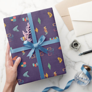 Mid Century Modern Textured Dark Purple Wrapping Paper