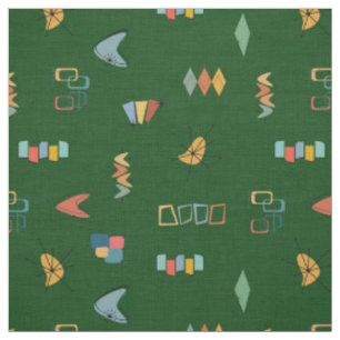 Mid Century Modern Textured Forest Green Fabric