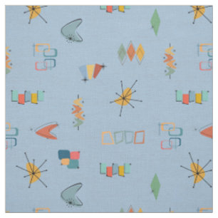 Mid Century Modern Textured Light Blue Fabric