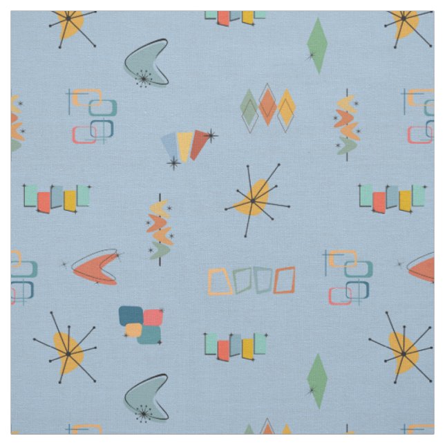Mid Century Modern Textured Light Blue Fabric (Swatch)