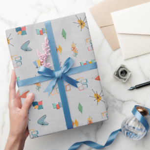 Mid Century Modern Textured Light Grey Wrapping Paper