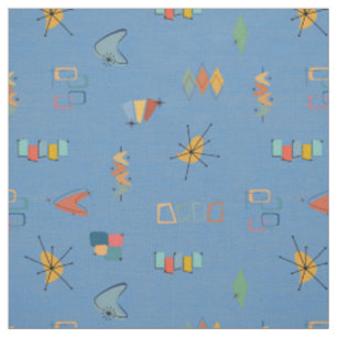 Mid Century Modern Textured Medium Blue Fabric