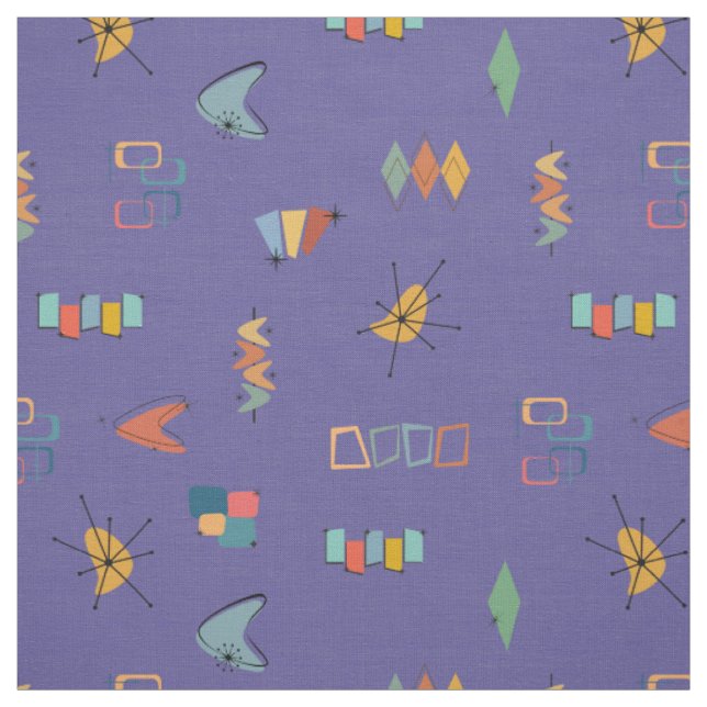 Mid Century Modern Textured Medium Purple Fabric (Swatch)