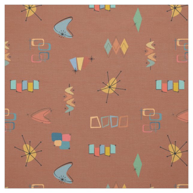Mid Century Modern Textured Saddle Brown Fabric (Swatch)