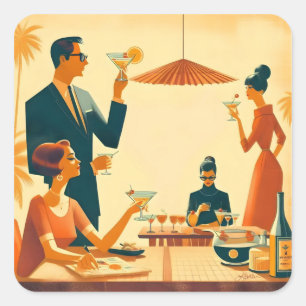 Mid Century Modern The Cocktail Critics Square Sticker