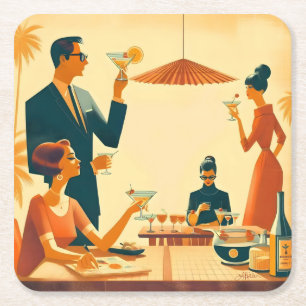 Mid Century Modern The Martini Cocktail Critics Square Paper Coaster