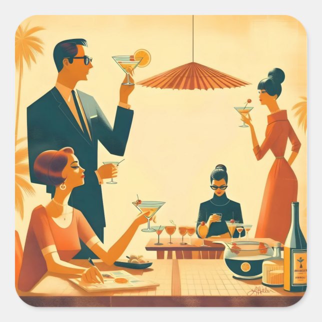 Mid Century Modern The Martini Cocktail Critics Square Sticker (Front)
