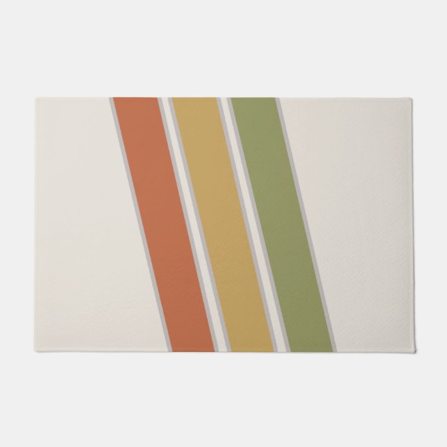 Mid Century Modern Three Stripes  Doormat (Front)