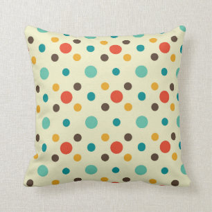 Mid-Century Modern Throw Pillow, Polkadot Pattern Cushion