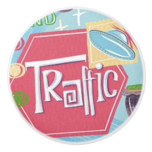 Mid Century Modern Traffic Retro Ceramic Knob