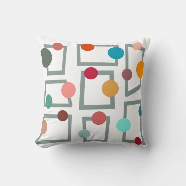 Mid-century Modern Trapezoids and Circles Cushion (Front)