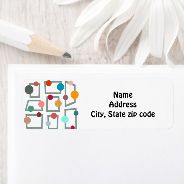 Mid-century Modern Trapezoids and Circles  Return Address Label (Insitu)