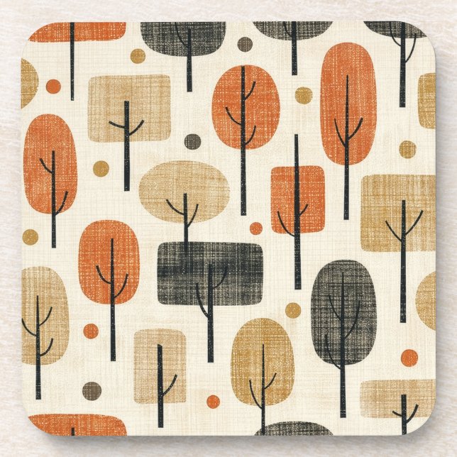 Mid Century Modern Tree Pattern Coaster (Front)