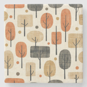 Mid Century Modern Tree Pattern Stone Coaster