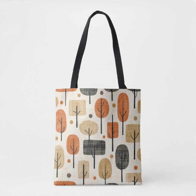 Mid Century Modern Tree Pattern Tote Bag (Front)